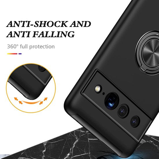 Google Pixel 7 Pro Hoesje - Zwart - Anti-Shock Creative Kickstand Back Cover