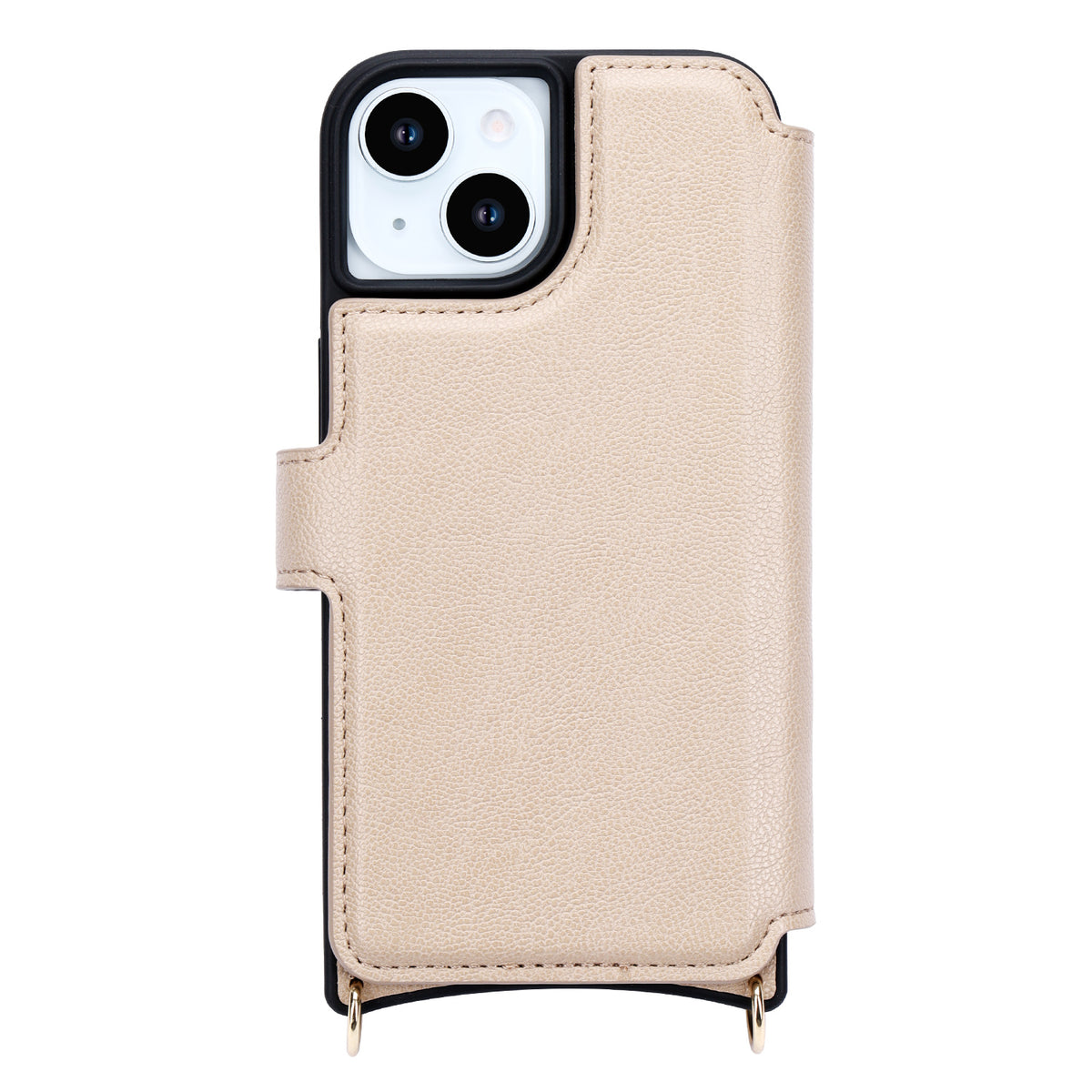 Apple iPhone 15 Hoesje - Beige - 'Amsterdam' Magnetische Wallet Case met Pasjeshouders en