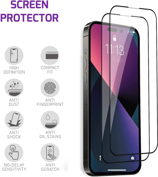 Apple iPhone 14 Pro Max Screenprotector - Full Cover met Camerabescherming - 2 Stuks