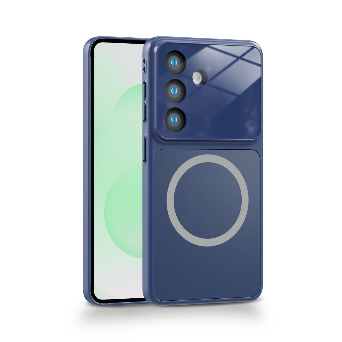 Samsung Galaxy A57 Case - Dark Blue - Magnetic Matte Silicone MagSafe Back Cover with Camera Protection