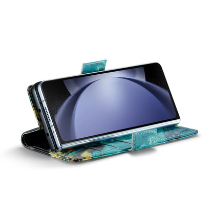 Samsung Galaxy Z Fold 5 Hoesje - Blue Aquamarine - Marmer Portemonnee Bookcase