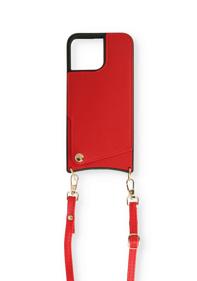 Apple iPhone 13 Hoesje - Rood - Back Cover met Pols Bandje en Telefoonkoord