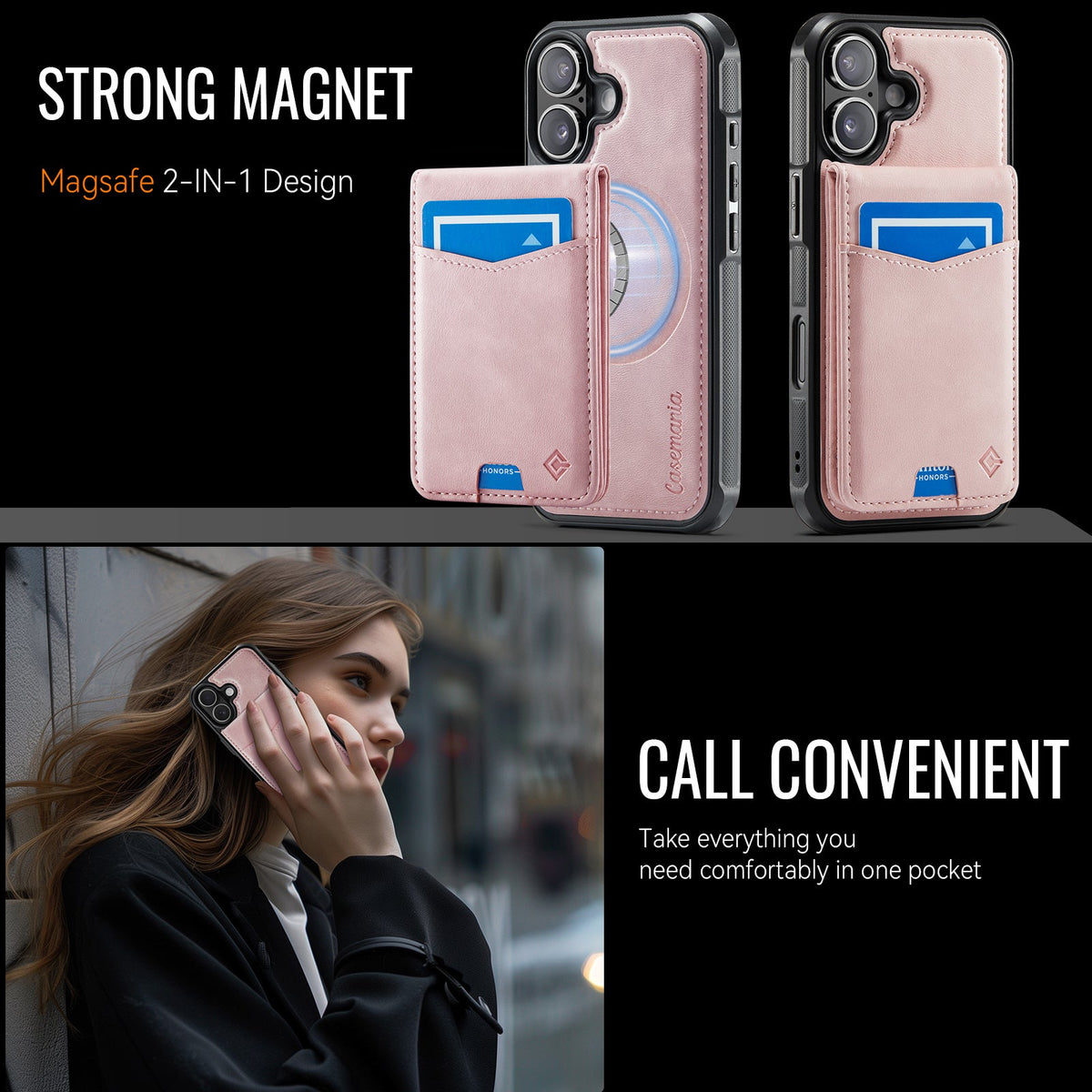 Apple iPhone 17 Case - Pale Pink - MagSafe Back Cover with Card Holder