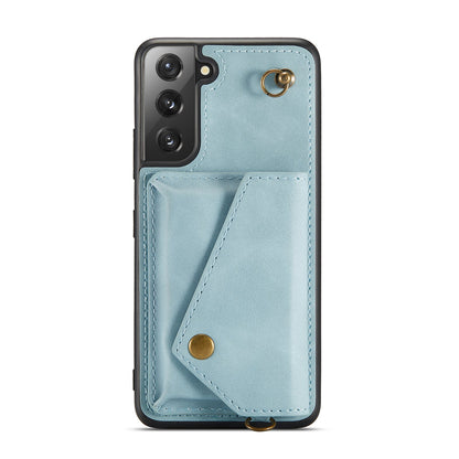 Samsung Galaxy S22 Plus Hoesje - Aqua Blue - Luxe Back Cover met Telefoonkoord