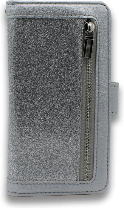 Apple iPhone 12 Mini Hoesje - Zilver - Luxe Bookcase met Rits