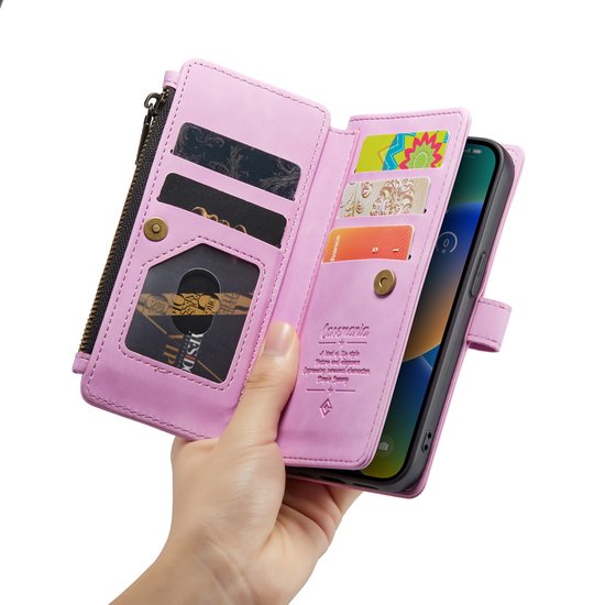 iPhone 14 Hoesje - Pastel Lila - Luxe Bookcase met Rits
