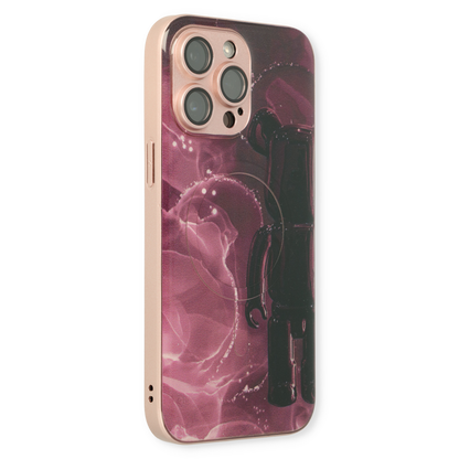 Apple iPhone 14 Pro Max Case - Red - Silicone Marble MagSafe Back Cover