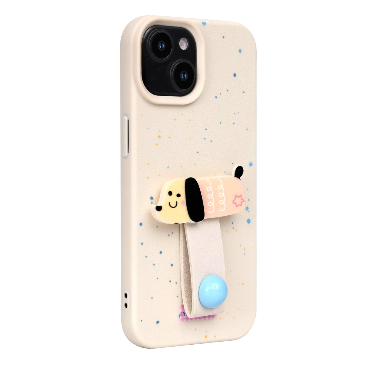 Apple iPhone 11 Case - Beige Puppy - Silicone Back Cover with Finger Holder