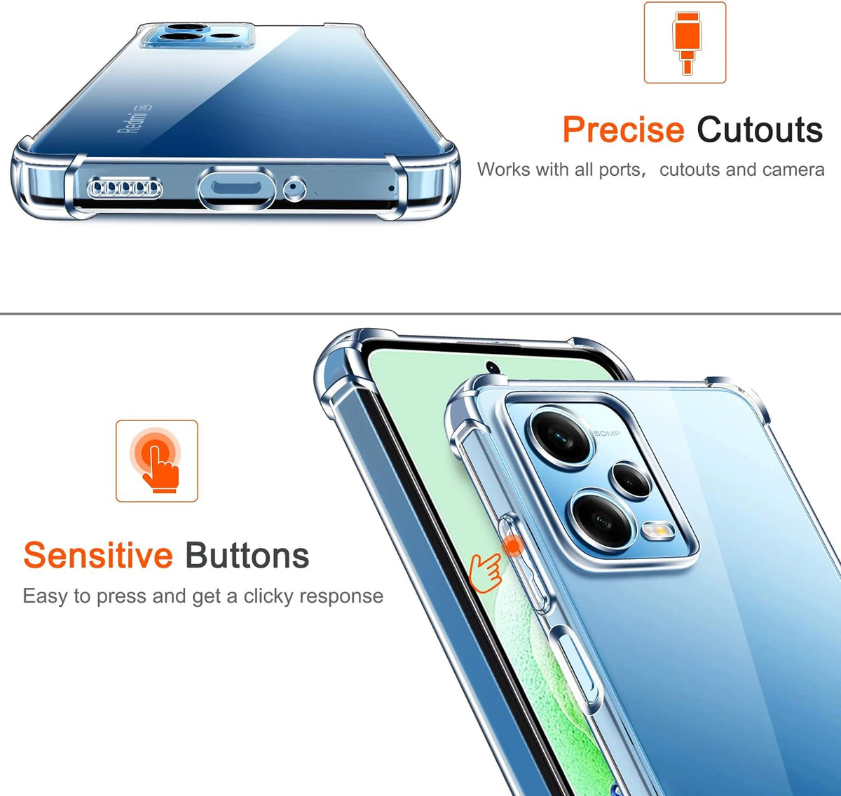 Xiaomi Redmi Note 12 5G Hoesje - Transparant - Anti-Shock Back Cover