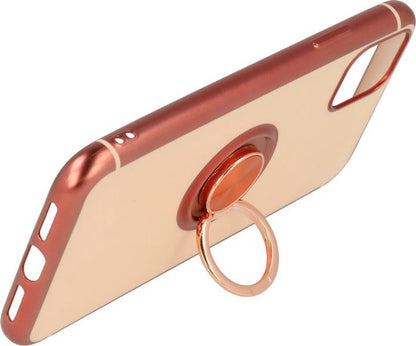 Apple iPhone 11 Pro Hoesje - Roségoud - Siliconen Ring Kickstand Back Cover