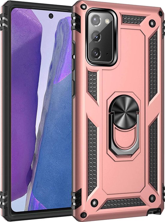 Samsung Galaxy Note20 Hülle - Roségold - Armor Ständer Backcover