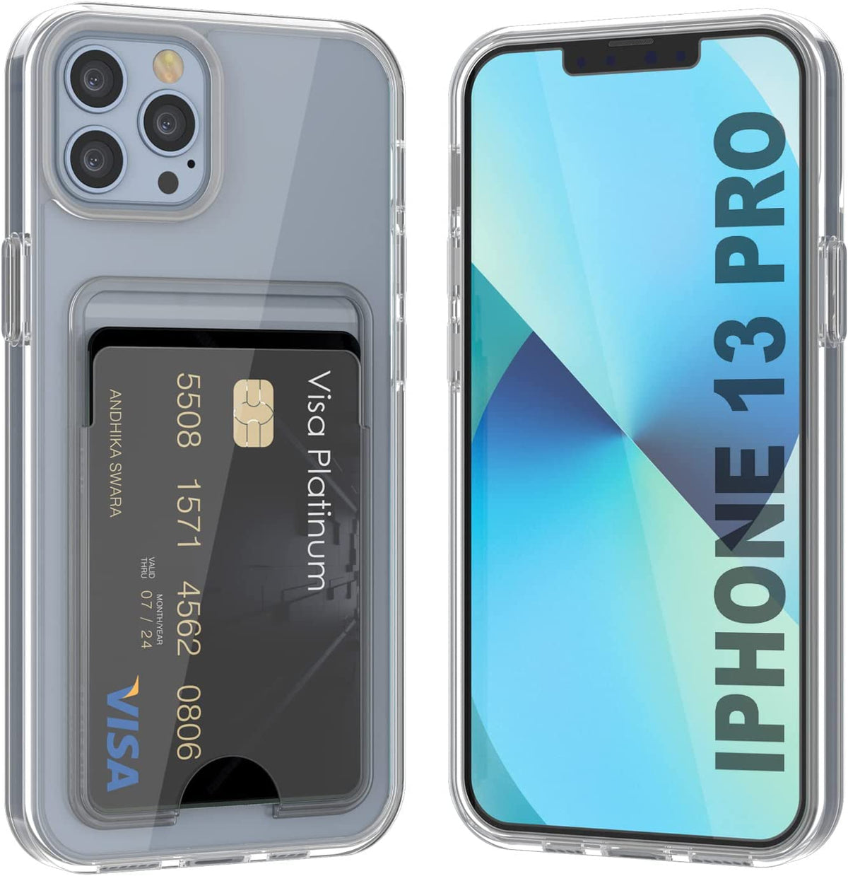 iPhone 13 Pro Hoesje - Transparant - Siliconen Back Cover met Pasjeshouder