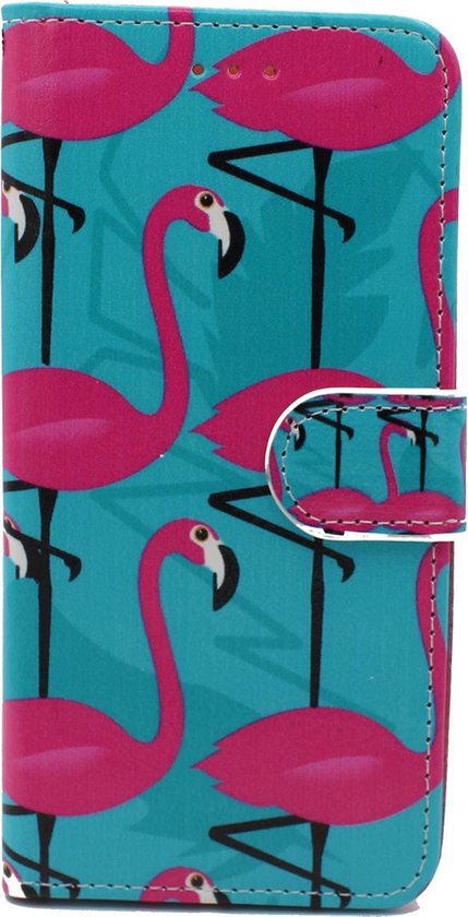 Apple iPhone SE (2020) Hoesje - Flamingo's - Print Bookcase