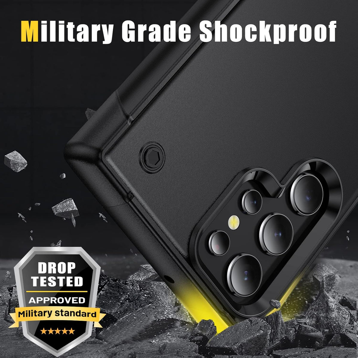 Samsung Galaxy S25 Ultra Case - Black - Heavy Duty Armor Kickstand Back Cover