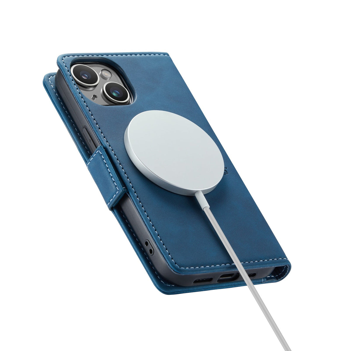Apple iPhone 15 Plus Hülle - Navy Blue - Portemonnaie-MagSafe-Klapphülle mit Kartenfach