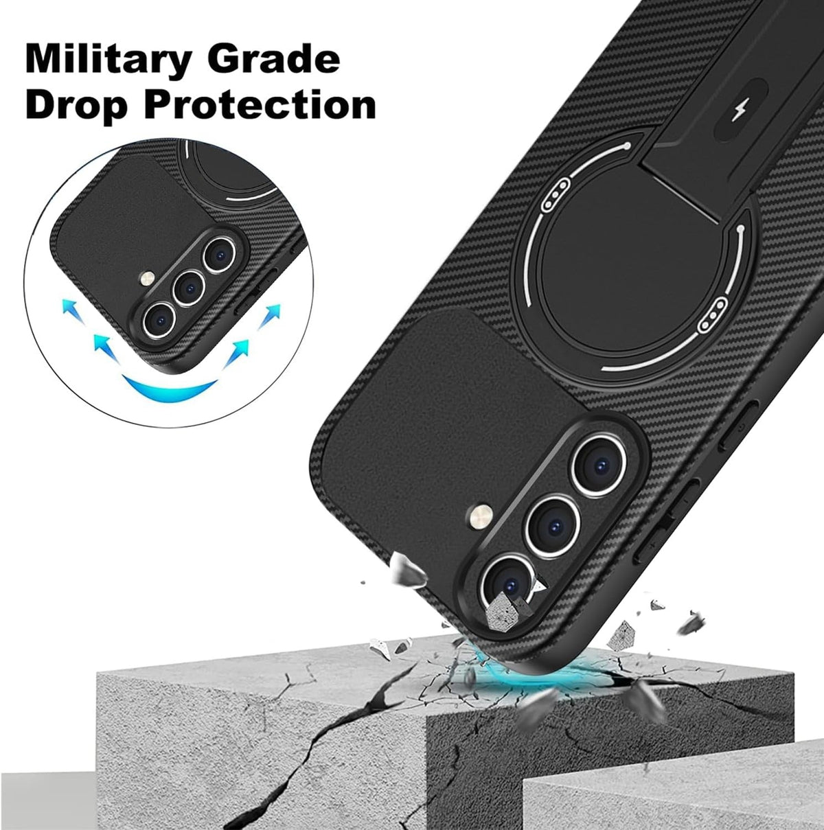 Samsung Galaxy A18 / A17 Hoesje - Zwart - Siliconen MagSafe Back Cover met Kickstand Standaard