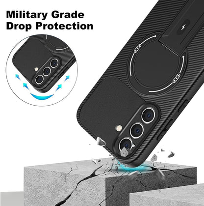 Samsung Galaxy A18 / A17 Hoesje - Zwart - Siliconen MagSafe Back Cover met Kickstand Standaard