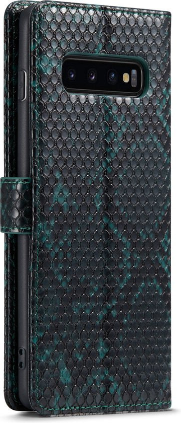 Samsung Galaxy S10+ Case - Green - Luxury Snakeskin Flip Case