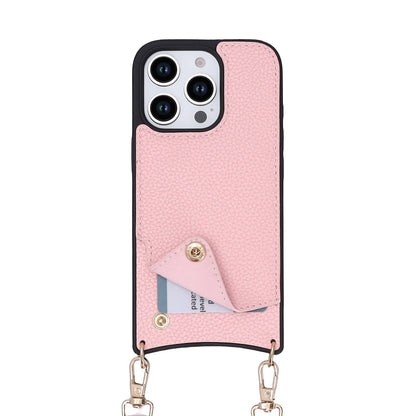Apple iPhone 16 Pro Max Hoesje - Roze - Back Cover met Pols Bandje en Telefoonkoord