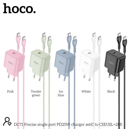 Hoco 25W USB-C Fast Charger with USB-C Cable 2m - Blue
