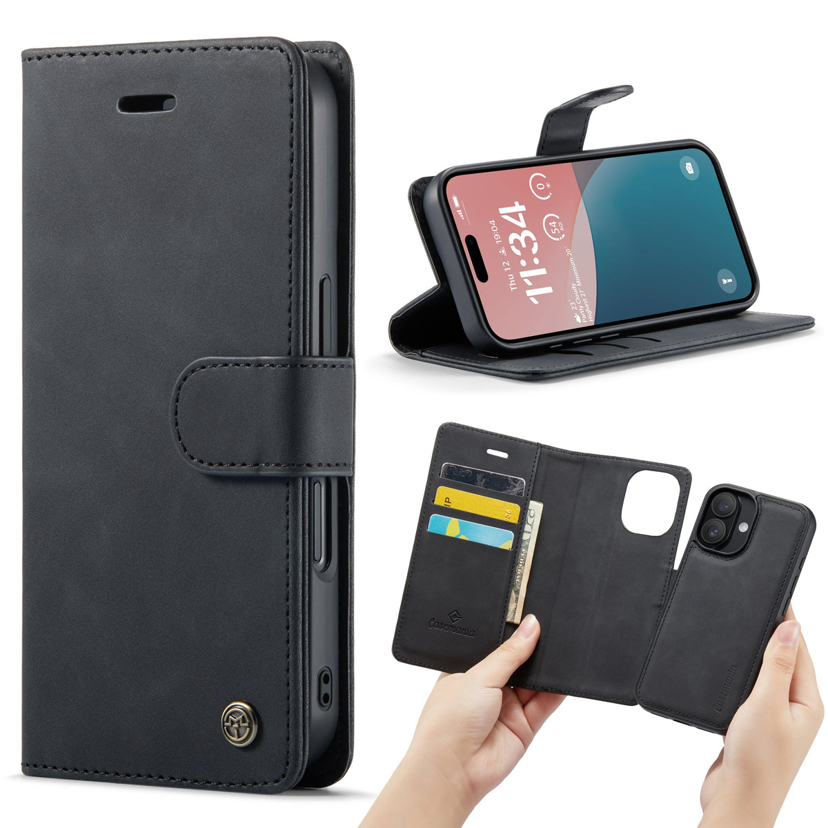 iPhone 16 Hülle - Charcoal Gray - 2 in 1 Bookcase