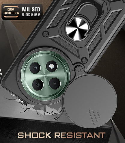 Oppo Reno 12 F Hoesje - Zwart - Armor Kickstand en Camera Bescherming Back Cover