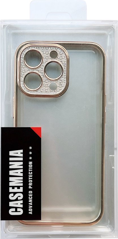 Apple iPhone 14 Hoesje - Goud - Glitter Back Cover