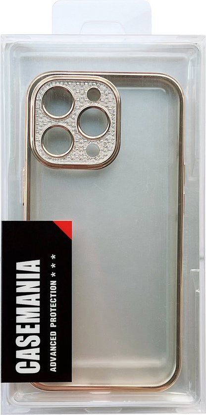Apple iPhone 14 Hoesje - Goud - Glitter Back Cover