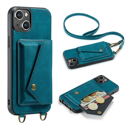 Apple iPhone 14 Hoesje - Emerald Green - Luxe Back Cover met Telefoonkoord