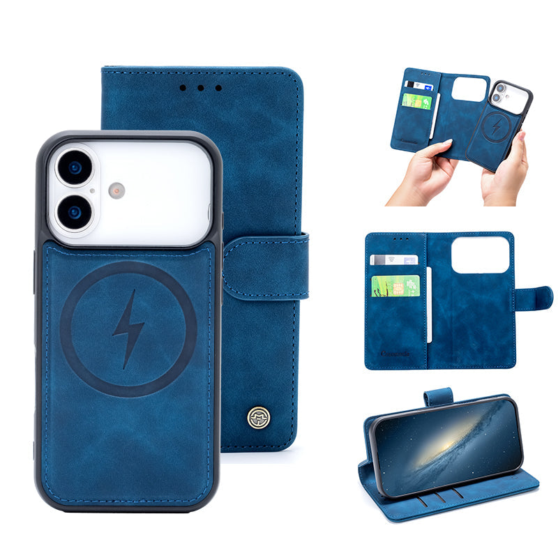Apple iPhone 18 Pro Hoesje - Navy Blue - 2 in 1 MagSafe Bookcase