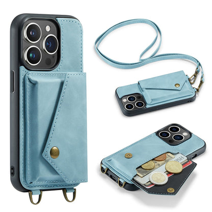 Apple iPhone 14 Pro Hoesje - Aqua Blue - Luxe Back Cover met Telefoonkoord