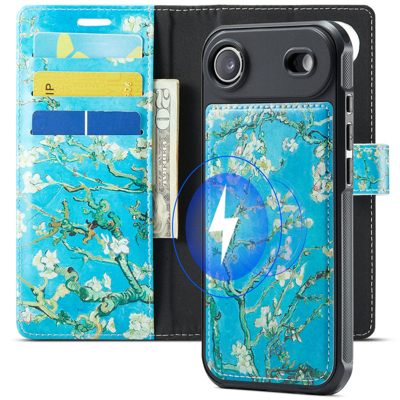 Apple iPhone Air Case - Almond Blossom - Luxury Faux Leather MagSafe Wallet Case