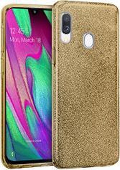 Samsung Galaxy A40 Hoesje - Goud - Glitter Back Cover