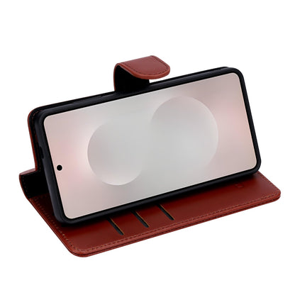 Samsung Galaxy S26 Hoesje - Chestnut Brown - Echt Leren 2 in 1 MagSafe Bookcase
