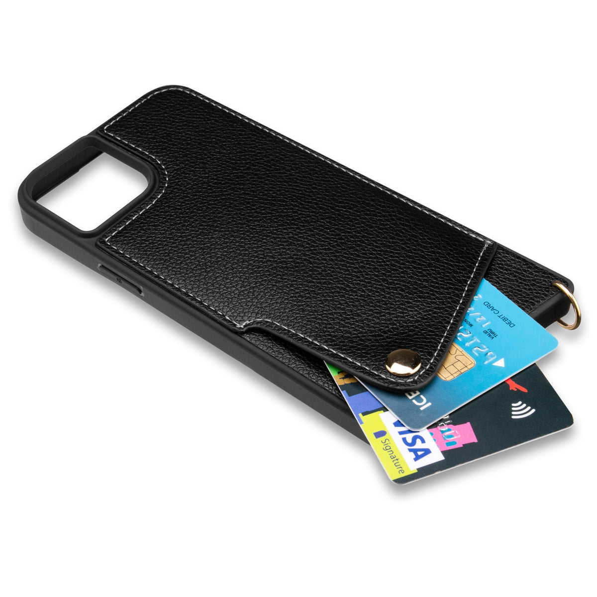 Apple iPhone 15 Hoesje - Zwart - Back Cover met Pols Bandje en Telefoonkoord