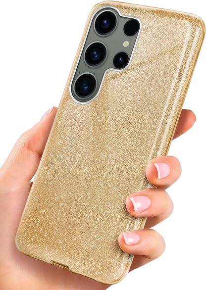 Samsung Galaxy S24 Ultra Hoesje - Goud - Glitter Back Cover