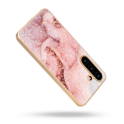 Samsung Galaxy A55 Hoesje - Roze - Diamant Marmer Glitter Back Cover