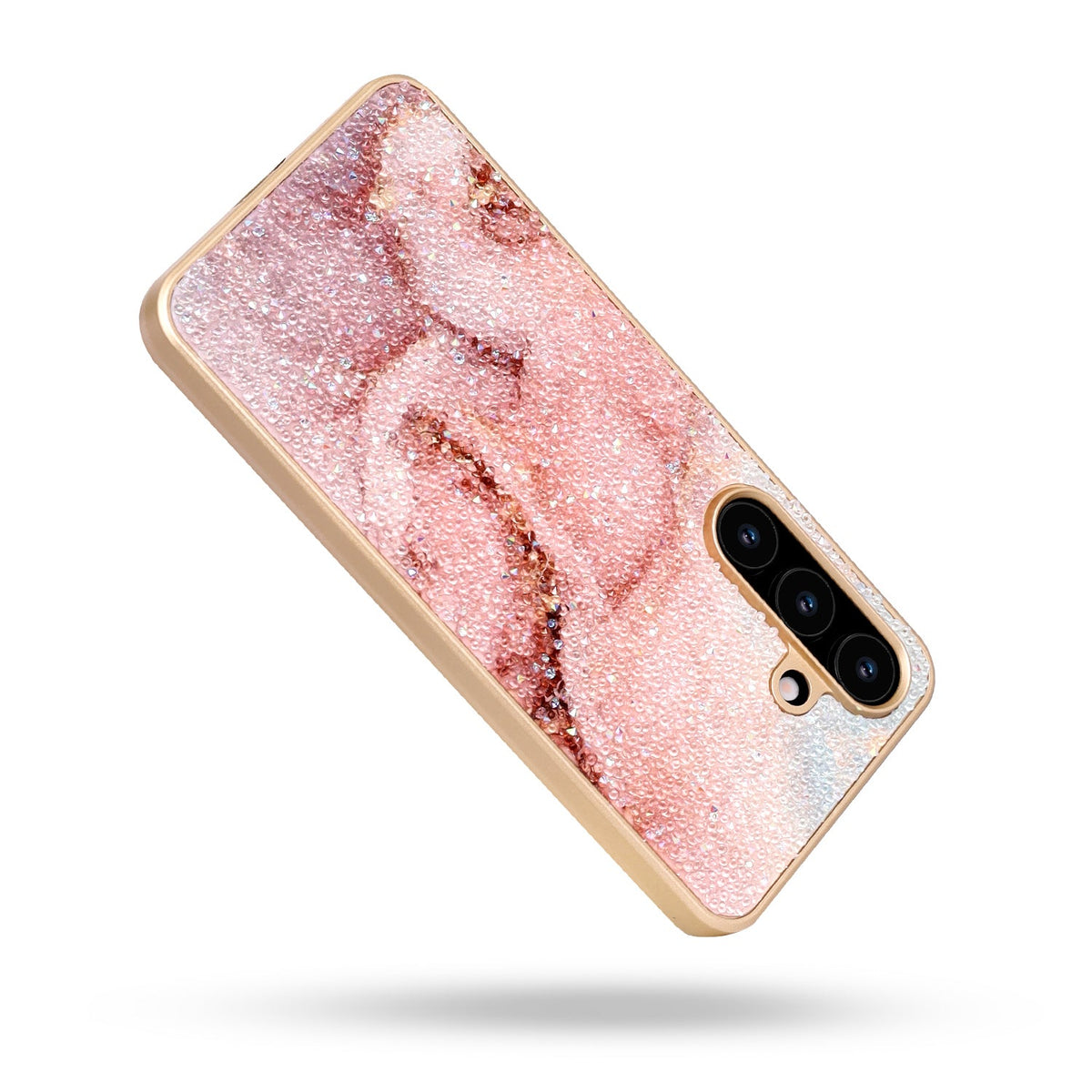 Samsung Galaxy A35 5G Hoesje - Roze - Diamant Marmer Glitter Back Cover