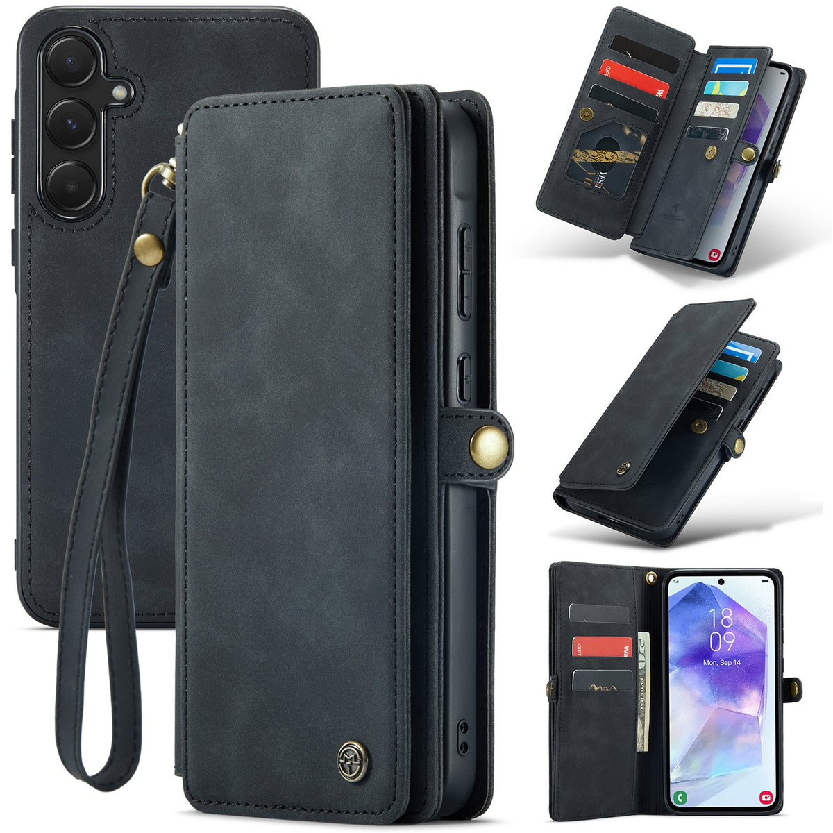 Samsung Galaxy A56 Hoesje - Charcoal Gray - 2 in 1 Bookcase met 10 Kaart Vakken