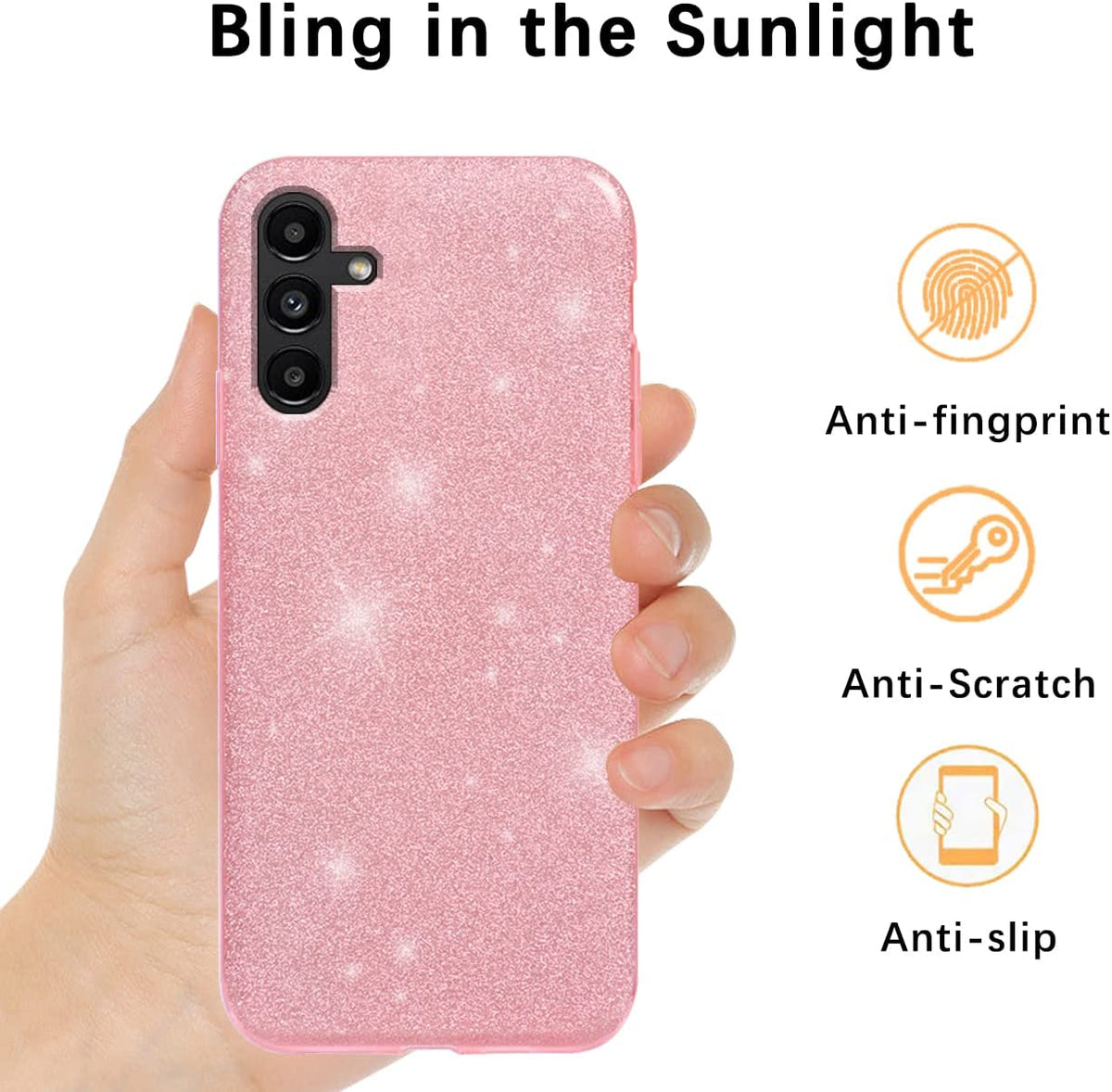 Samsung Galaxy A05S Hoesje - Roze - Glitter Back Cover
