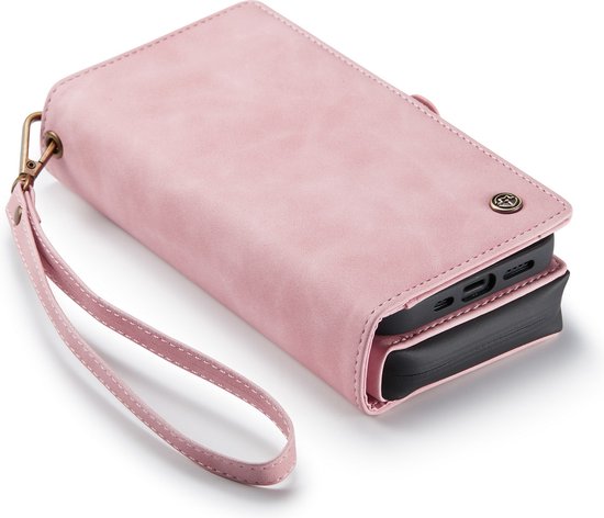 Apple iPhone 13 Mini Hoesje - Pale Pink - Luxe 2 in 1 Bookcase met 10 Kaart Vakken en Polskoord