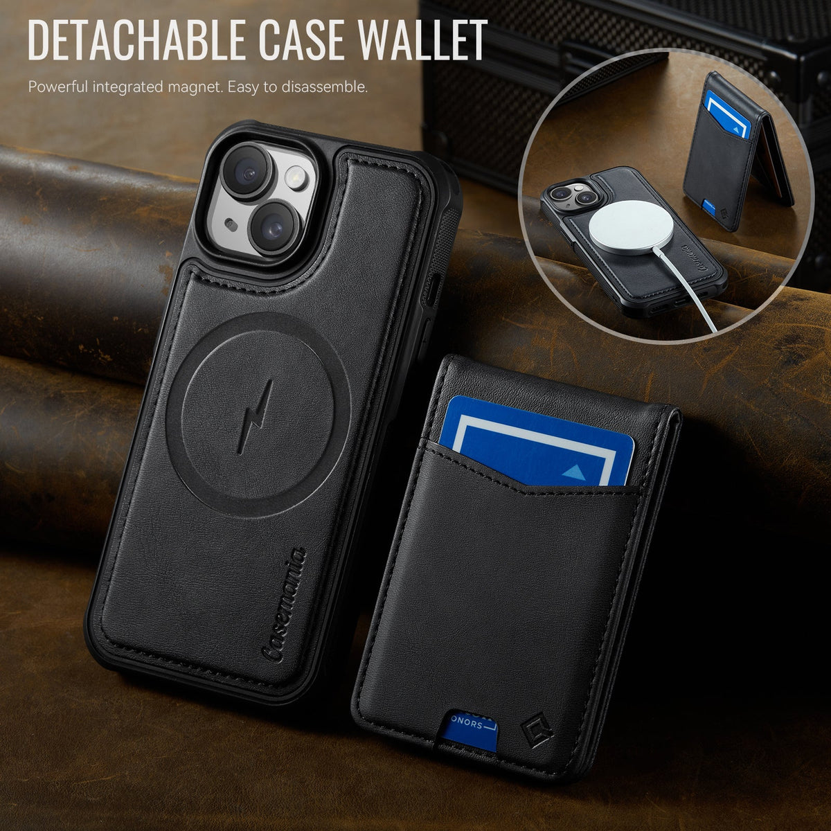 Apple iPhone 13 Hoesje - Charcoal Gray - MagSafe Back Cover met Pasjeshouder