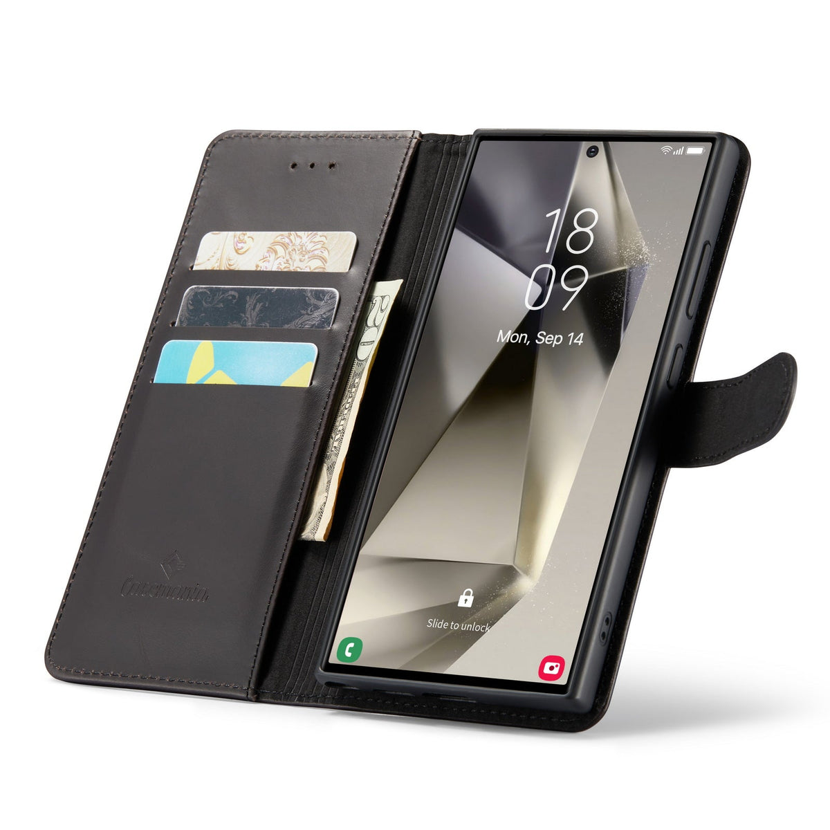 Samsung Galaxy S24 Ultra Case - Charcoal Gray - Genuine Leather 2-in-1 Wallet Case
