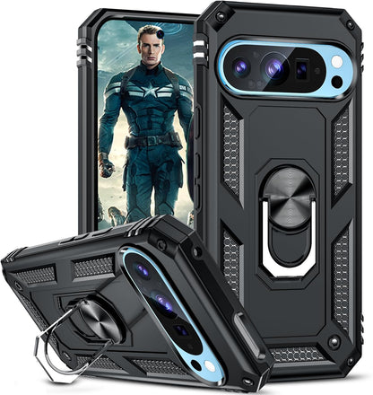 Google Pixel 9 Case - Black - Armor Kickstand Back Cover