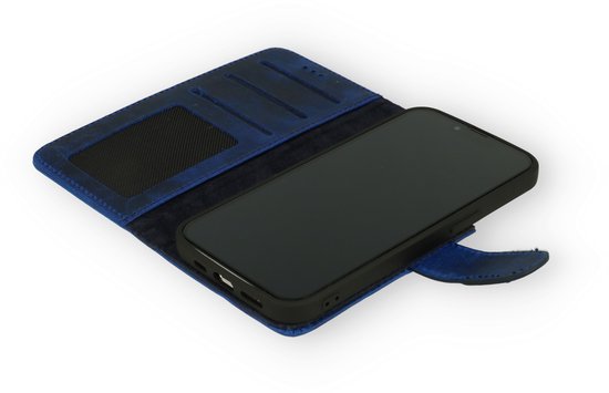 Apple iPhone 13 Pro Hoesje - Blauw - Echt Leren Bookcase