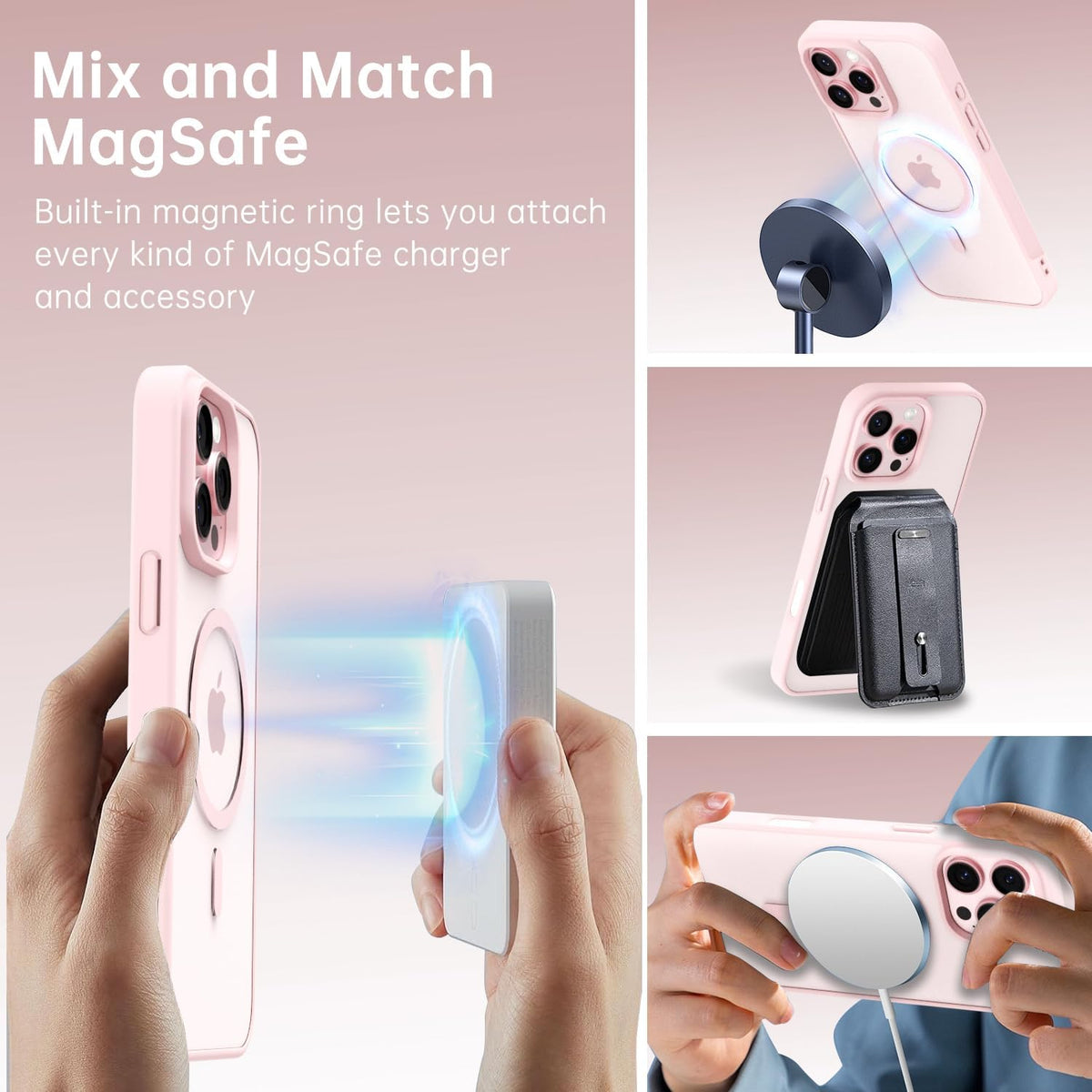 Apple iPhone 16 Pro Hoesje - Roze - Bumper MagSafe Back Cover