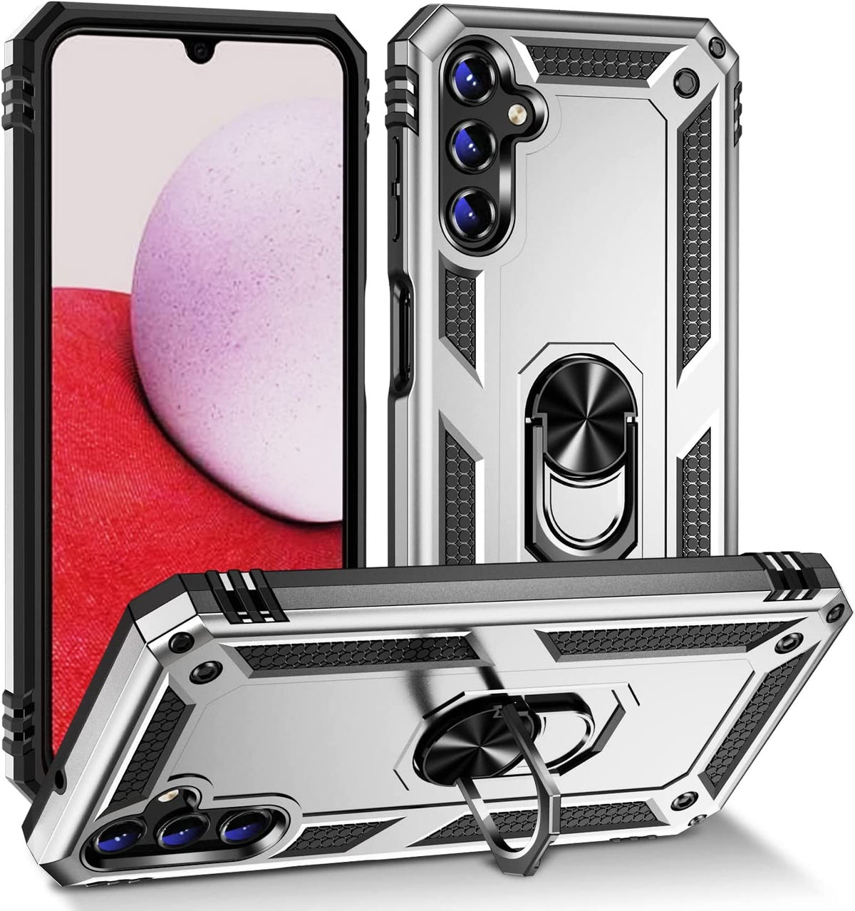 Samsung Galaxy A14 4G Hoesje - Grijs - Armor Kickstand Back Cover