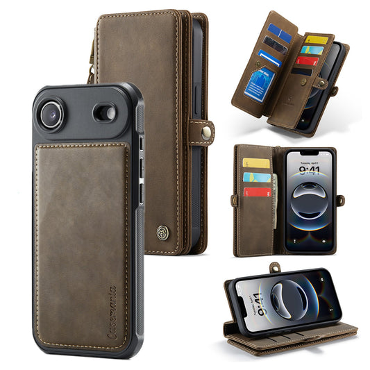Apple iPhone Air Hülle - Sienna Brown - Luxus-2-in-1-Klapphülle mit 10 Kartenfächern und Handschlaufe