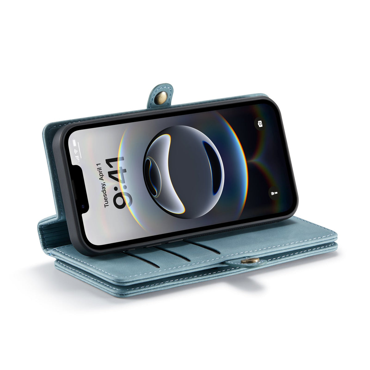 Apple iPhone 18 Pro Hoesje - Aqua Blue - Luxe 2 in 1 Bookcase met 10 Kaart Vakken en Polskoord