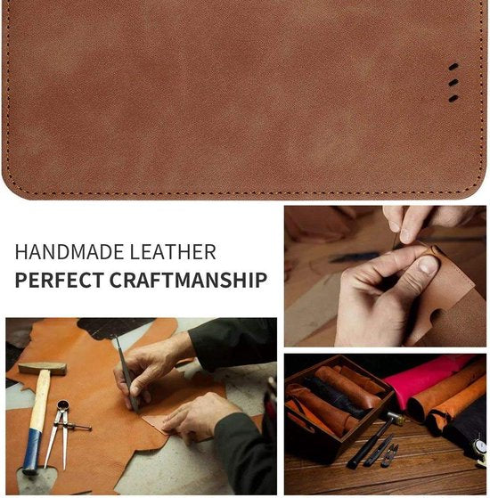 Samsung Galaxy A71 Hoesje - Donker Bruin - Echt Leren Bookcase